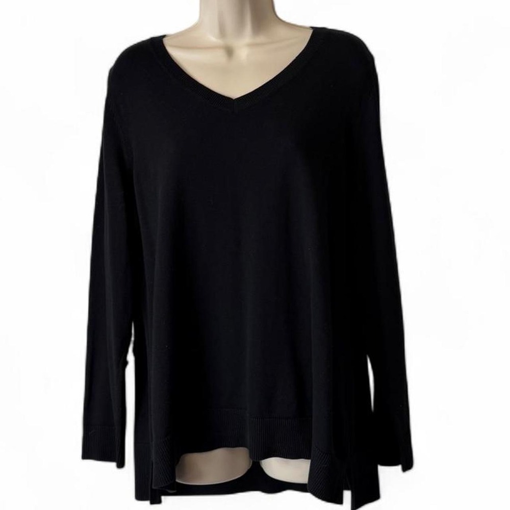 Y2K Croft & Barrow Black V Neck Sweater, Women's Size 1X